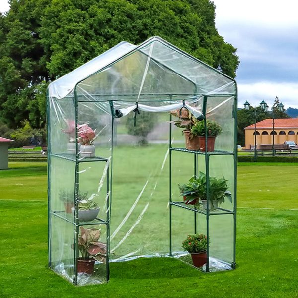pvc garden greenhouse with three shelves for plant protection