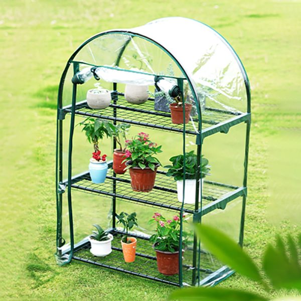 PVC greenhouse kits with three tier shelves
