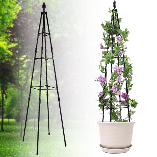 flower obelisk trellis with potted plants