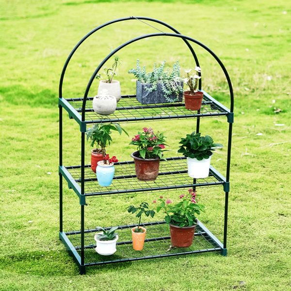 garden portable pvc greenhouse with three shelves