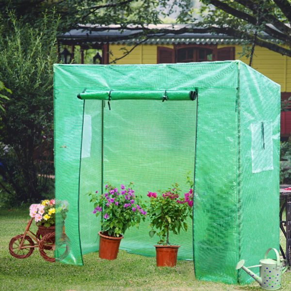 garden walk in greenhouse kits with zipped door and ventilation window