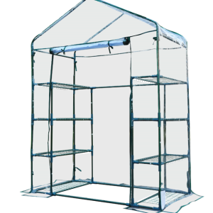 outdoor walk in portable greenhouse with pvc cover and 8 shelves