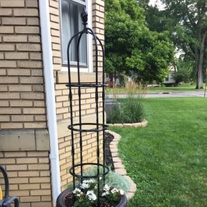 round flower trellis in garden for plant climbing